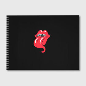 Альбом для рисования с принтом Monsters Kiss в Тюмени, 100% бумага
 | матовая бумага, плотность 200 мг. | Тематика изображения на принте: halloween | jagger | lips | mick | monster | rock | rolling | stones | tongue | tooth | вольные | губы | джаггер | зубы | камни | катящиеся | мик | монстер | рок | странники | хеллоуин | хэллоуин | язык