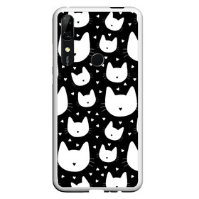 Чехол для Honor P Smart Z с принтом Love Cats Pattern в Тюмени, Силикон | Область печати: задняя сторона чехла, без боковых панелей | белый | кот | котенок | котэ | котя | котята | кошка | любовь | мимими | паттерн | сердечки | сердце | силуэт | черный | я люблю кошек