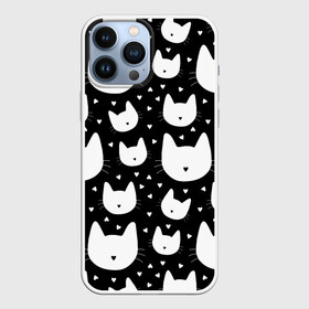 Чехол для iPhone 13 Pro Max с принтом Love Cats Pattern в Тюмени,  |  | Тематика изображения на принте: белый | кот | котенок | котэ | котя | котята | кошка | любовь | мимими | паттерн | сердечки | сердце | силуэт | черный | я люблю кошек