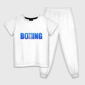 Детская пижама хлопок с принтом Boxing blue ring в Тюмени, 100% хлопок |  брюки и футболка прямого кроя, без карманов, на брюках мягкая резинка на поясе и по низу штанин
 | Тематика изображения на принте: boxing | бокс | спорт