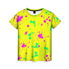 Женская футболка 3D с принтом Coldcloud жёлтый в Тюмени, 100% полиэфир ( синтетическое хлопкоподобное полотно) | прямой крой, круглый вырез горловины, длина до линии бедер | roses | андреев | андрей | бубба | капли | кислота | кляксы | краски | ту ту ту | хубба | школа | яркий
