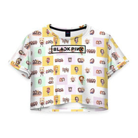 Женская футболка 3D укороченная с принтом BlackPink в Тюмени, 100% полиэстер | круглая горловина, длина футболки до линии талии, рукава с отворотами | blackpink | k pop | music | блэк пинк | дженни | джису | лис | музыка | розэ