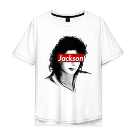 Мужская футболка хлопок Oversize с принтом Michael Jackson в Тюмени, 100% хлопок | свободный крой, круглый ворот, “спинка” длиннее передней части | Тематика изображения на принте: jackson | michael | джексон | майкл