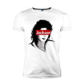 Мужская футболка премиум с принтом Michael Jackson в Тюмени, 92% хлопок, 8% лайкра | приталенный силуэт, круглый вырез ворота, длина до линии бедра, короткий рукав | Тематика изображения на принте: jackson | michael | джексон | майкл