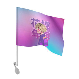Флаг для автомобиля с принтом Taehyung BTS в Тюмени, 100% полиэстер | Размер: 30*21 см | bangtan | bangtan boys | bts | korea | kpop | rose | taehyung | v bts | бантаны | бтс | корея | кпоп | тэхён
