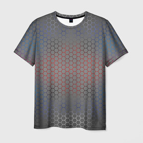 Мужская футболка 3D с принтом Кевлар Color Big в Тюмени, 100% полиэфир | прямой крой, круглый вырез горловины, длина до линии бедер | абстракция | градиент | камуфляж | карбон | кевлар | россия | соты | триколор