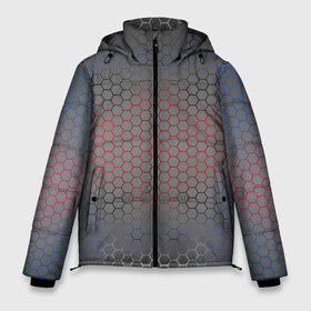 Мужская зимняя куртка 3D с принтом Кевлар Color Big в Тюмени, верх — 100% полиэстер; подкладка — 100% полиэстер; утеплитель — 100% полиэстер | длина ниже бедра, свободный силуэт Оверсайз. Есть воротник-стойка, отстегивающийся капюшон и ветрозащитная планка. 

Боковые карманы с листочкой на кнопках и внутренний карман на молнии. | абстракция | градиент | камуфляж | карбон | кевлар | россия | соты | триколор