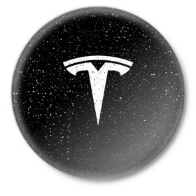 Значок с принтом TESLA SPACE в Тюмени,  металл | круглая форма, металлическая застежка в виде булавки | Тематика изображения на принте: brand | car | elon mask | space | tesla | авто | бренд | илон | илон маск | космос | маск | машина | тесла | тесла в космосе | электрокар