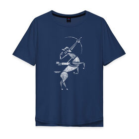 Мужская футболка хлопок Oversize с принтом Стрелец в Тюмени, 100% хлопок | свободный крой, круглый ворот, “спинка” длиннее передней части | животные | звезды | знаки зодиака | конь | лук | люди | минимализм | серия | символы | стрелец