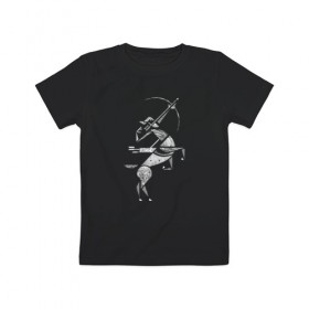 Детская футболка хлопок с принтом Стрелец в Тюмени, 100% хлопок | круглый вырез горловины, полуприлегающий силуэт, длина до линии бедер | животные | звезды | знаки зодиака | конь | лук | люди | минимализм | серия | символы | стрелец