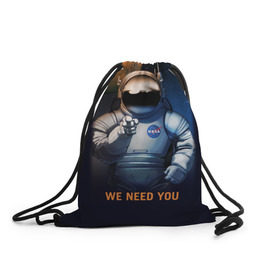 Рюкзак-мешок 3D с принтом NASA в Тюмени, 100% полиэстер | плотность ткани — 200 г/м2, размер — 35 х 45 см; лямки — толстые шнурки, застежка на шнуровке, без карманов и подкладки | nasa | астрономия | галактика | звезды | космонавт. планеты | космос | наука | небо