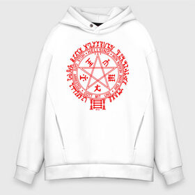 Мужское худи Oversize хлопок с принтом Alucard Pentagram в Тюмени, френч-терри — 70% хлопок, 30% полиэстер. Мягкий теплый начес внутри —100% хлопок | боковые карманы, эластичные манжеты и нижняя кромка, капюшон на магнитной кнопке | alucard | hellsing | pentagram | алукард | пентаграмма | хеллсинг