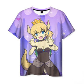 Мужская футболка 3D с принтом Bowsette в Тюмени, 100% полиэфир | прямой крой, круглый вырез горловины, длина до линии бедер | боузета | боузетта | марио