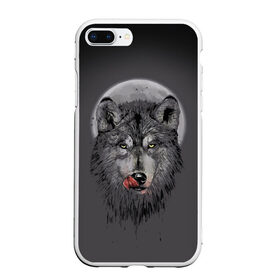 Чехол для iPhone 7Plus/8 Plus матовый с принтом Волк Облизывается в Тюмени, Силикон | Область печати: задняя сторона чехла, без боковых панелей | forest | grey | moon | werewolf | werewolfs | white | wolf | wolfs | белый | волк | волки | волчата | волченок | волчица | волчицы | лес | луна | оборотень | оборотни | серый | язык