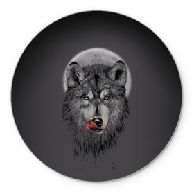 Коврик круглый с принтом Волк Облизывается в Тюмени, резина и полиэстер | круглая форма, изображение наносится на всю лицевую часть | forest | grey | moon | werewolf | werewolfs | white | wolf | wolfs | белый | волк | волки | волчата | волченок | волчица | волчицы | лес | луна | оборотень | оборотни | серый | язык