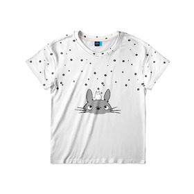Детская футболка 3D с принтом Totoro The Rain в Тюмени, 100% гипоаллергенный полиэфир | прямой крой, круглый вырез горловины, длина до линии бедер, чуть спущенное плечо, ткань немного тянется | Тематика изображения на принте: аниме | дождь | тоторо