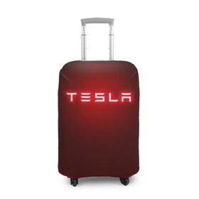 Чехол для чемодана 3D с принтом TESLA в Тюмени, 86% полиэфир, 14% спандекс | двустороннее нанесение принта, прорези для ручек и колес | brand | car | elon mask | tesla | авто | бренд | илон | илон маск | маск | машина | тесла | электрокар