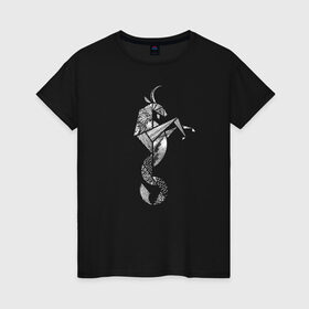 Женская футболка хлопок с принтом Козерог в Тюмени, 100% хлопок | прямой крой, круглый вырез горловины, длина до линии бедер, слегка спущенное плечо | 