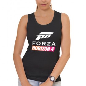 Женская майка хлопок с принтом Forza Horizon 4 в Тюмени, 95% хлопок, 5% эластан |  | auto | car | forza | game | horizon | mclaren | motorsport | race | авто | гонки | игра | машина
