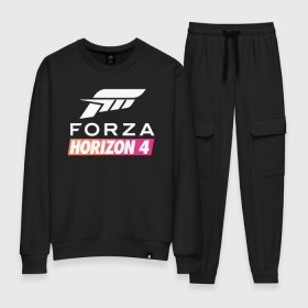 Женский костюм хлопок с принтом Forza Horizon 4 в Тюмени, 100% хлопок | на свитшоте круглая горловина, мягкая резинка по низу. Брюки заужены к низу, на них два вида карманов: два 