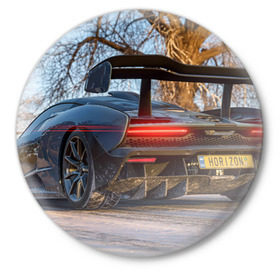 Значок с принтом Forza Horizon 4 в Тюмени,  металл | круглая форма, металлическая застежка в виде булавки | auto | car | forza | game | horizon | mclaren | motorsport | race | авто | гонки | игра | машина