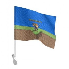 Флаг для автомобиля с принтом MINECRAFT в Тюмени, 100% полиэстер | Размер: 30*21 см | game | logo | minecraft | pattern | арт | игры | логотип | пиксели