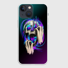 Чехол для iPhone 13 mini с принтом Scream Skull в Тюмени,  |  | bone | bones | chain | chains | dark | grey | horror | scary | scream | skull | skulls | teeth | tooth | жуть | зуб | зубы | кости | кость | крик | серый | страшно | хоррор | цепи | цепочка | цепь | череп | черепа