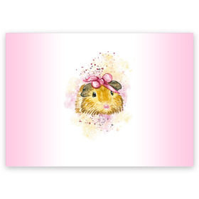 Поздравительная открытка с принтом Морская свинка акварелью в Тюмени, 100% бумага | плотность бумаги 280 г/м2, матовая, на обратной стороне линовка и место для марки
 | акварель | грызун | милота | морская | свинка | хомяк