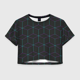 Женская футболка Cropp-top с принтом 3D ромб в Тюмени, 100% полиэстер | круглая горловина, длина футболки до линии талии, рукава с отворотами | геометрия | голограмма | квадрат | ромб