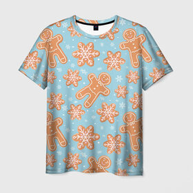 Мужская футболка 3D с принтом Xmas cookies в Тюмени, 100% полиэфир | прямой крой, круглый вырез горловины, длина до линии бедер | Тематика изображения на принте: 