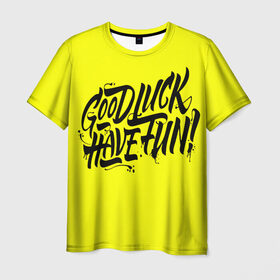 Мужская футболка 3D с принтом GL HF в Тюмени, 100% полиэфир | прямой крой, круглый вырез горловины, длина до линии бедер | Тематика изображения на принте: counter | dota | gg | gl hf | good luck | have fun | гг | гл хф | дота | контра