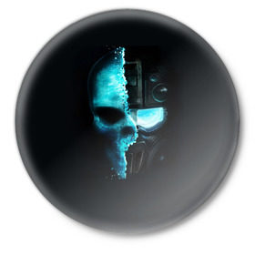 Значок с принтом Tom Clancy’s Ghost Recon в Тюмени,  металл | круглая форма, металлическая застежка в виде булавки | wildlands | маска | призраки | череп | шлем | шутер
