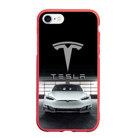 Чехол для iPhone 7/8 матовый с принтом TESLA в Тюмени, Силикон | Область печати: задняя сторона чехла, без боковых панелей | car | elon | motors | musk | tesla | авто | автомобиль | илон | кар | лого | маск | моторс | тесла | тэсла