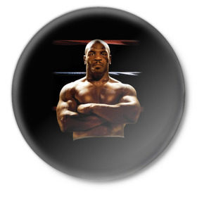 Значок с принтом Майк Тайсон в Тюмени,  металл | круглая форма, металлическая застежка в виде булавки | бокс | боксер | знаменитости | спорт | стиль | тайсон | тренд