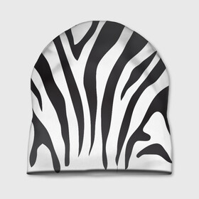 Шапка 3D с принтом Зебра принт в Тюмени, 100% полиэстер | универсальный размер, печать по всей поверхности изделия | абстракция | африка | белый | зебра | парнокопытное | принт | сафари | чб | черный