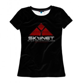 Женская футболка 3D с принтом SKYNET в Тюмени, 100% полиэфир ( синтетическое хлопкоподобное полотно) | прямой крой, круглый вырез горловины, длина до линии бедер | ai | terminator | арни | арнольд шварценеггер | ии | искусственный интеллект | киборг | культовое кино | скайнет | терминатор | шварц