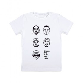 Детская футболка хлопок с принтом West Coast rap в Тюмени, 100% хлопок | круглый вырез горловины, полуприлегающий силуэт, длина до линии бедер | 2pac | cube | dogg | dre | eazy | ice | makaveli | snoop | гангста рэп | реп | хип хоп