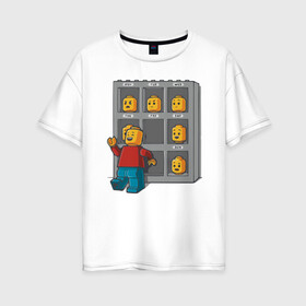 Женская футболка хлопок Oversize с принтом Пятница в Тюмени, 100% хлопок | свободный крой, круглый ворот, спущенный рукав, длина до линии бедер
 | lego | tgif | будни | выходные | конец недели | лего | маски | настроение