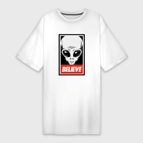 Платье-футболка хлопок с принтом I want To Believe UFO в Тюмени,  |  | alien | believe | invader | obey | ufo | x files | вера | заговор | захватчик | инопланетянин | нло | секретные материалы | чужой