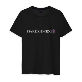 Мужская футболка хлопок с принтом Darksiders 3 в Тюмени, 100% хлопок | прямой крой, круглый вырез горловины, длина до линии бедер, слегка спущенное плечо. | 3 | darkside | darksider | darksiders | апокалипсиса | всадники | даркайдерс | дарксайд | дарксайдер | лого | логотип | ярость