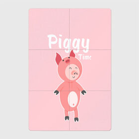 Магнитный плакат 2Х3 с принтом Piggy Time в Тюмени, Полимерный материал с магнитным слоем | 6 деталей размером 9*9 см | 2019 | merry christmas | new year | год свиньи | зима | новый год | поросенок | праздник | рождество | свинка | свинья