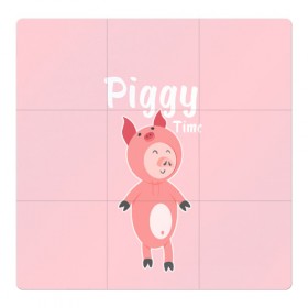 Магнитный плакат 3Х3 с принтом Piggy Time в Тюмени, Полимерный материал с магнитным слоем | 9 деталей размером 9*9 см | Тематика изображения на принте: 2019 | merry christmas | new year | год свиньи | зима | новый год | поросенок | праздник | рождество | свинка | свинья