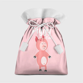 Подарочный 3D мешок с принтом Piggy Time в Тюмени, 100% полиэстер | Размер: 29*39 см | 2019 | merry christmas | new year | год свиньи | зима | новый год | поросенок | праздник | рождество | свинка | свинья