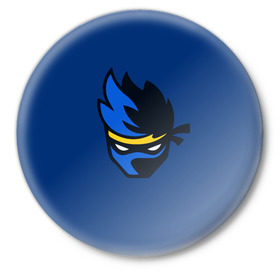 Значок с принтом Ninja streamer в Тюмени,  металл | круглая форма, металлическая застежка в виде булавки | fortnite | ninja | streamer | twitch | tyler blevins