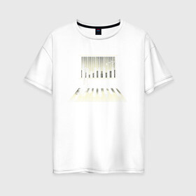 Женская футболка хлопок Oversize с принтом Город музыки в Тюмени, 100% хлопок | свободный крой, круглый ворот, спущенный рукав, длина до линии бедер
 | urban | гитара | город | город музыки | звуки | клавиши | минимализм | музыка | пианино | птицы | рояль