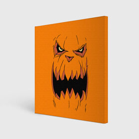 Холст квадратный с принтом Halloween в Тюмени, 100% ПВХ |  | halloween | orange | pumpkin | scary | оранжевая | страшная | тыква | ужас | хэллоуин