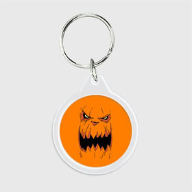 Брелок круглый с принтом Halloween в Тюмени, пластик и полированная сталь | круглая форма, металлическое крепление в виде кольца | halloween | orange | pumpkin | scary | оранжевая | страшная | тыква | ужас | хэллоуин