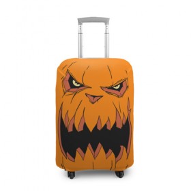 Чехол для чемодана 3D с принтом Halloween в Тюмени, 86% полиэфир, 14% спандекс | двустороннее нанесение принта, прорези для ручек и колес | halloween | orange | pumpkin | scary | оранжевая | страшная | тыква | ужас | хэллоуин