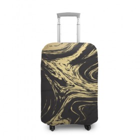 Чехол для чемодана 3D с принтом Золотые реки в Тюмени, 86% полиэфир, 14% спандекс | двустороннее нанесение принта, прорези для ручек и колес | абстракция | золото | иллюзия | линии | река