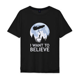 Мужская футболка хлопок Oversize с принтом I Want To Believe в Тюмени, 100% хлопок | свободный крой, круглый ворот, “спинка” длиннее передней части | Тематика изображения на принте: док | макфлай | марти | машина времени | я хочу верить